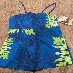 NWT Hilo Hattie blue Hawaiian top
